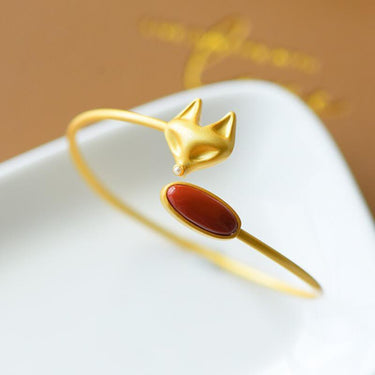 THAI SILVER Red Jasper Foxy 'KITSUNE' Bangle